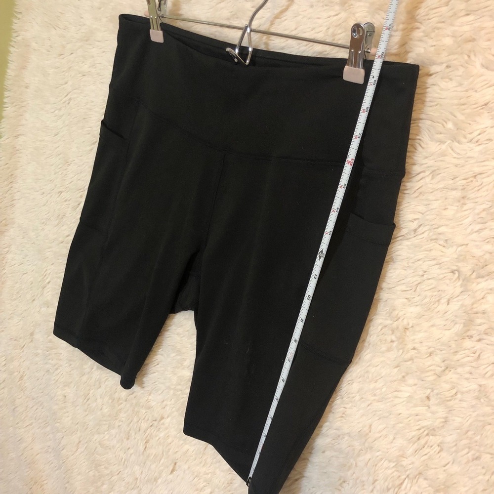 Black High Waisted Biker Shorts with Pockets Plus Size 2XL Athletic Yoga - Picture 4 of 6